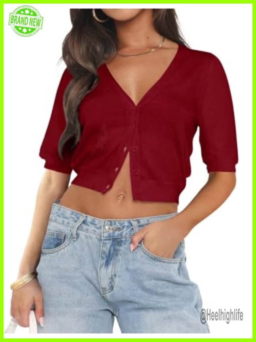 Lightweight Knit Cropped Cardigan Short Sleeve Button Up Shrug